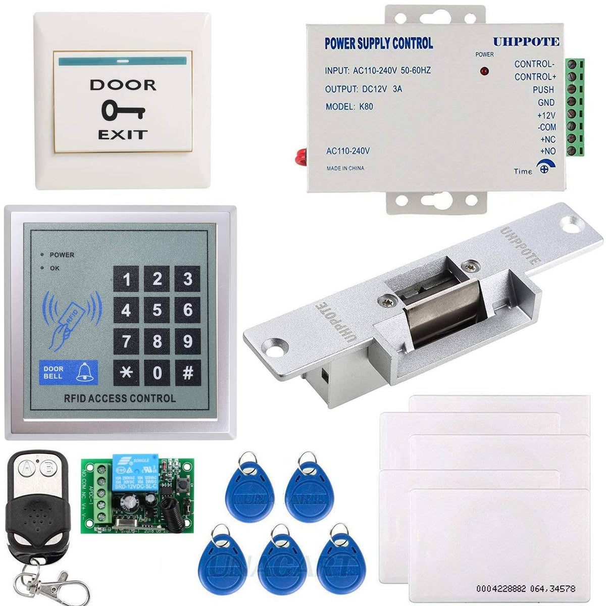 125KHz EM-ID Single Door Access Control Keypad System Kit with Electric Strike Lock Remote Control I93223