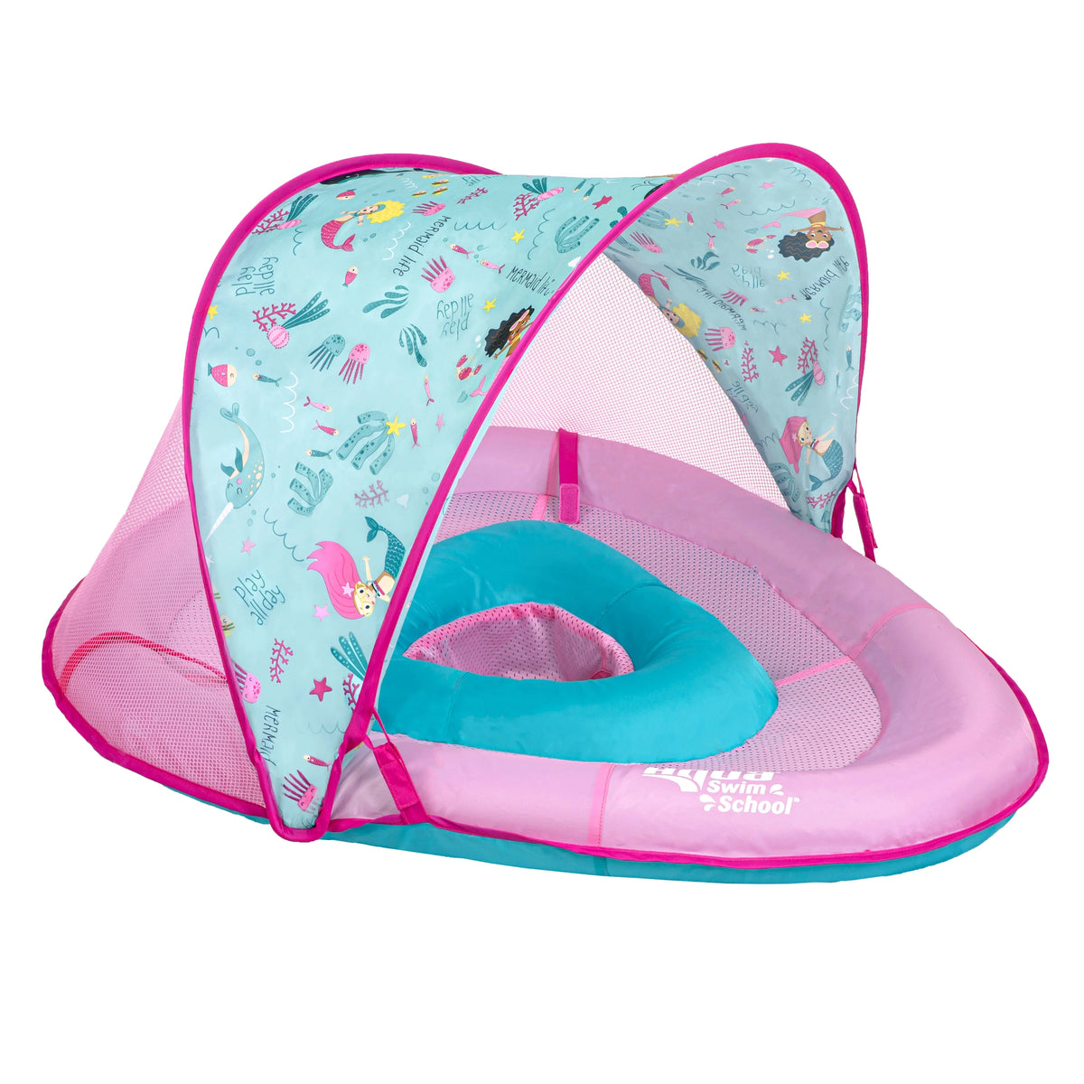 Pink Baby Pool Float Boat with 2 Toys D571839