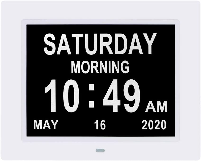 8 Inch Digital Day Calendar Clock with 8 Alarm Reminders W66421