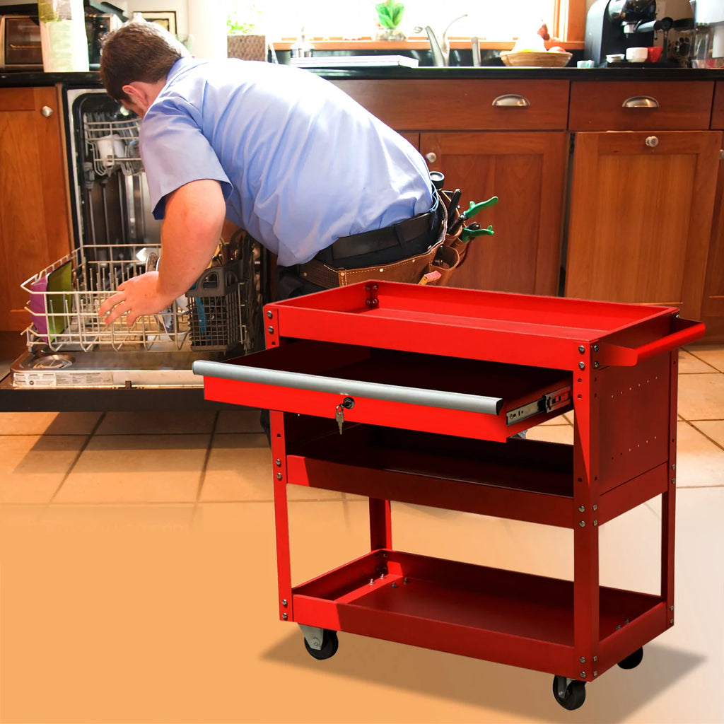 Black 4-Wheel Rolling Tool Cart O12956