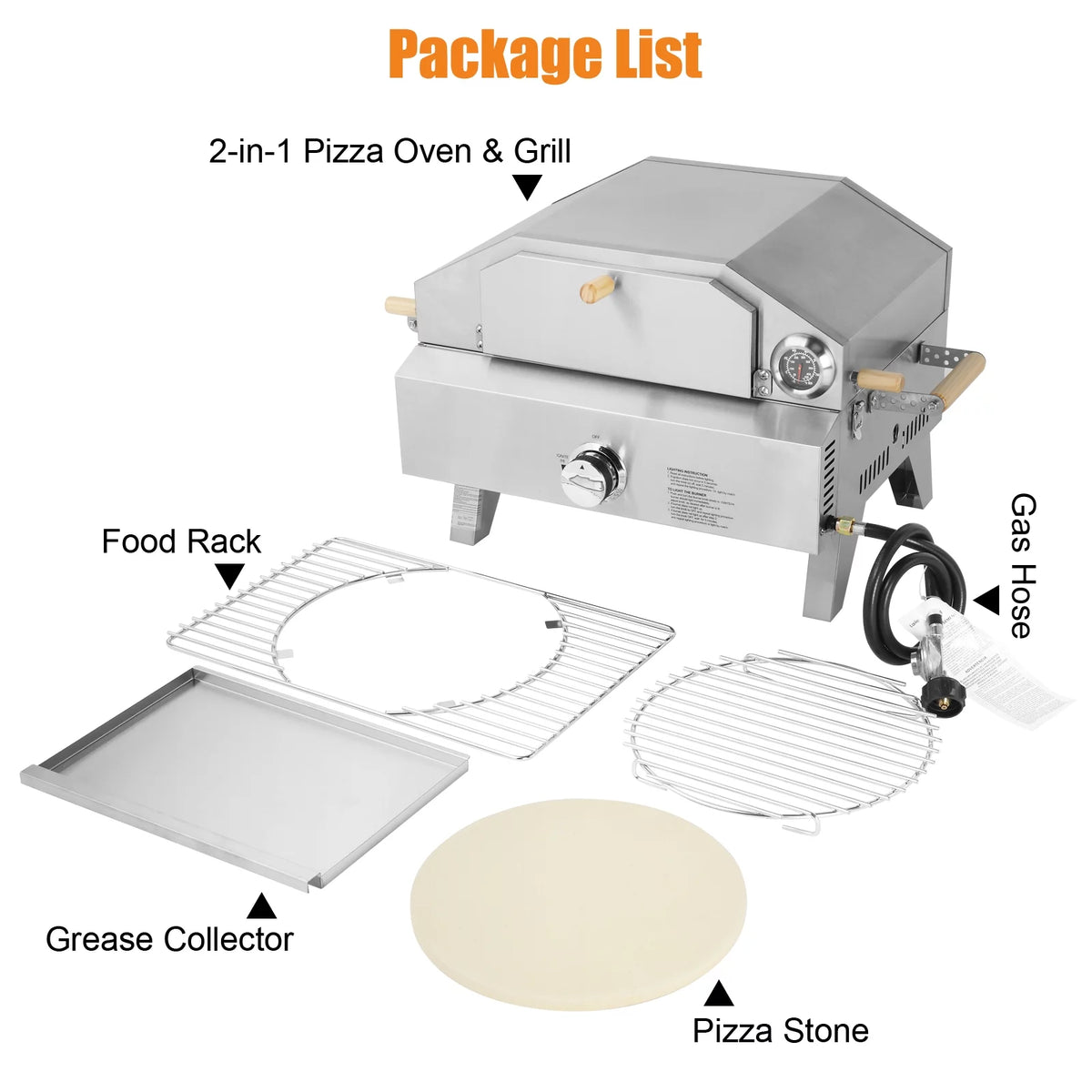 2-in-1 Portable Stainless Steel Pizza Oven and Propane Grill Y385
