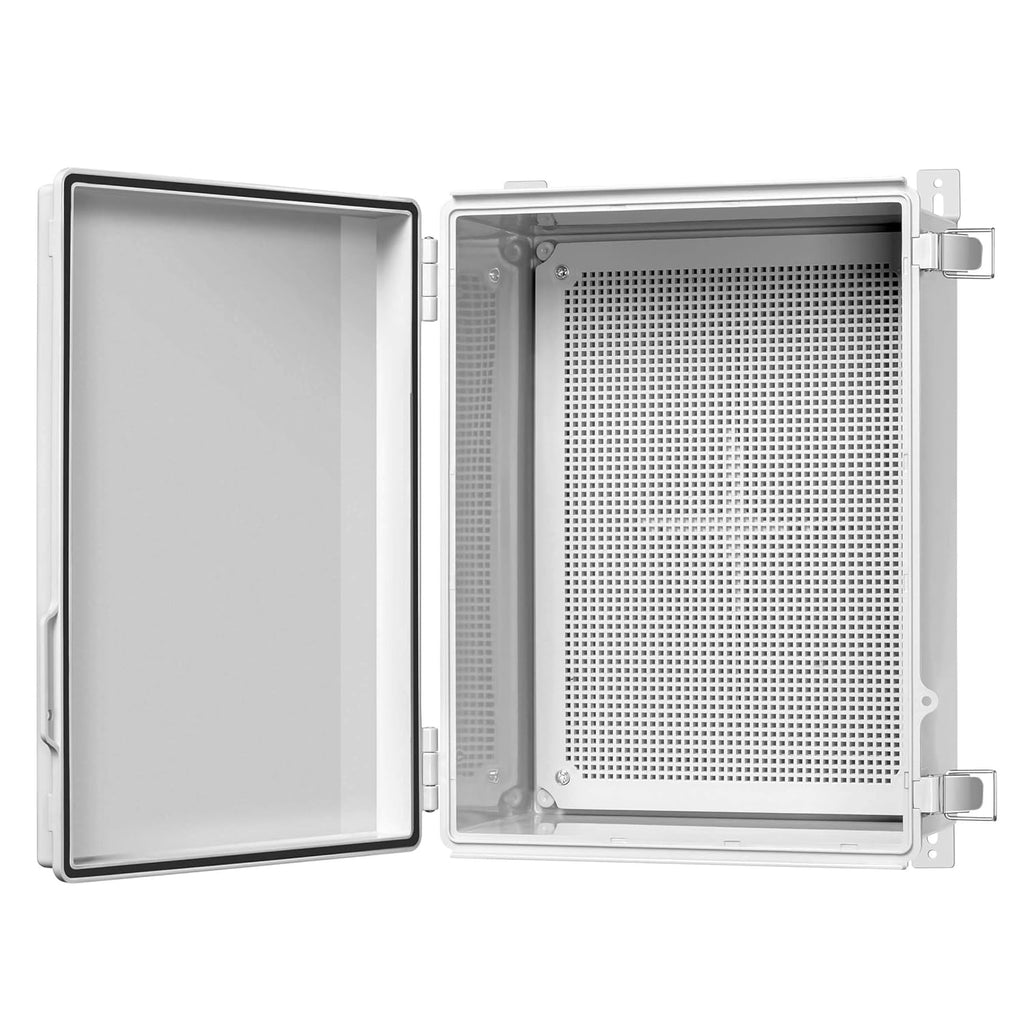 IP67 Waterproof Hinged Cover Plastic Junction Box with Mounting Plate 400×300×180mm W370