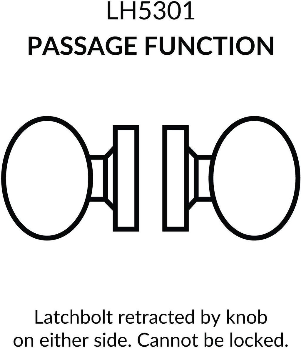Cylindrical Door Knob Lock Passage Function Polished Brass I75147