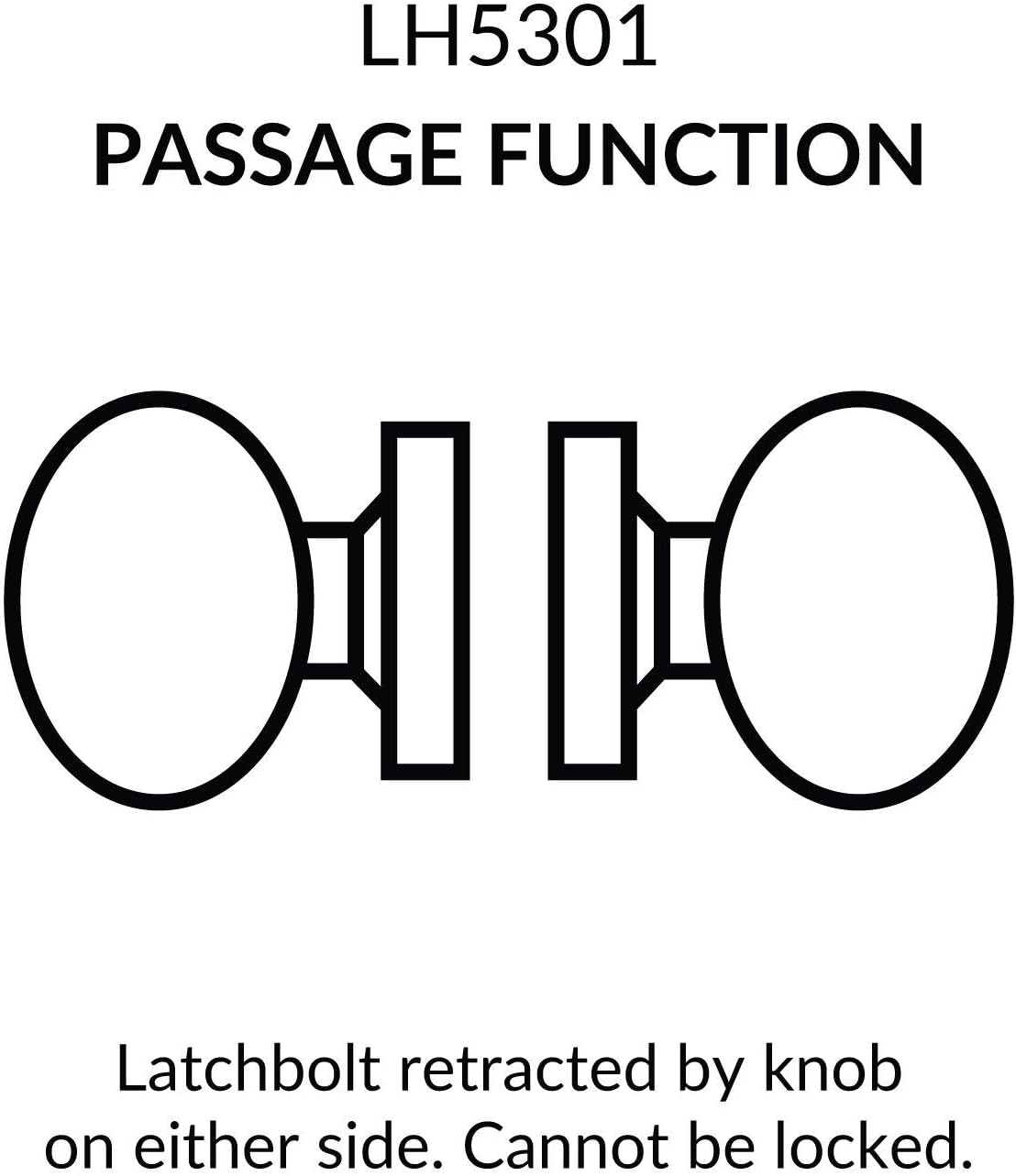 Cylindrical Door Knob Lock Passage Function Polished Brass I75147