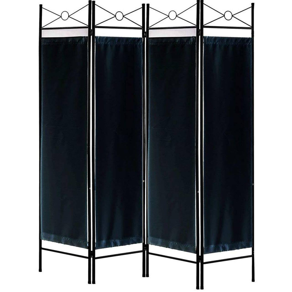 4 Panel Metal and Woven Fabric Room Divider E49939