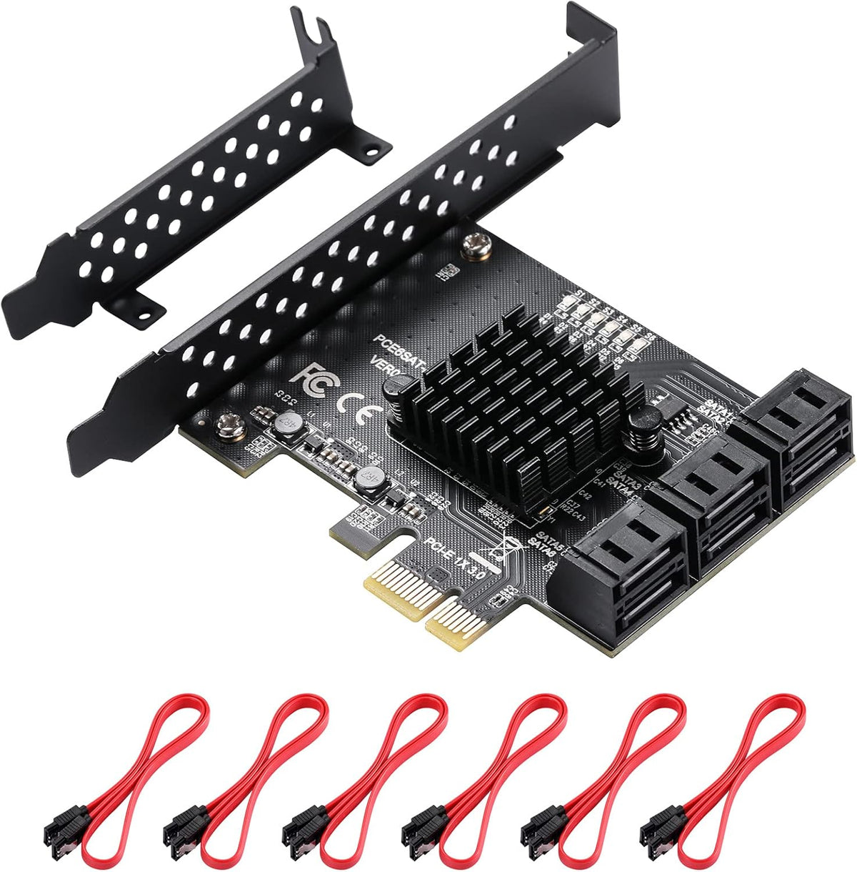 8 Port PCIe SATA Card with SATA Cables and Low Profile Bracket V3130