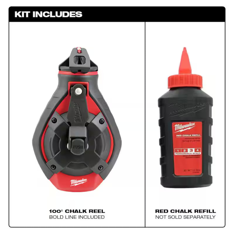 100 ft. Chalk Reel Kit with Red Chalk and 25 ft. Tape Measure T37727