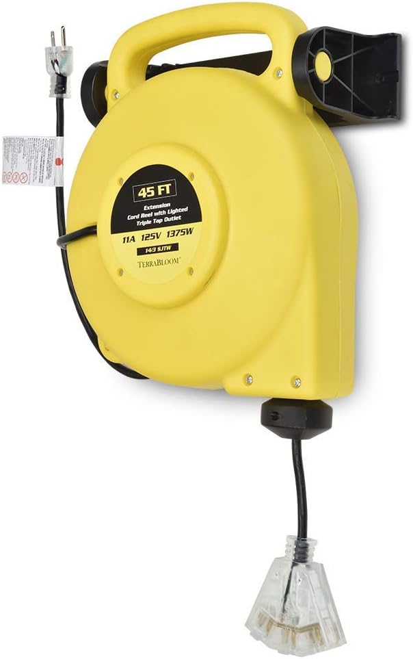 40 Ft 12/3 Retractable Extension Cord Reel with 3 Outlets U84655