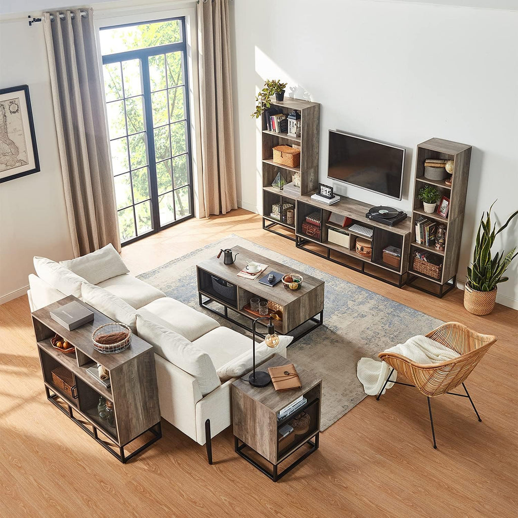 Wood 4-Tier Bookshelf with 4 Display Cases Q2686