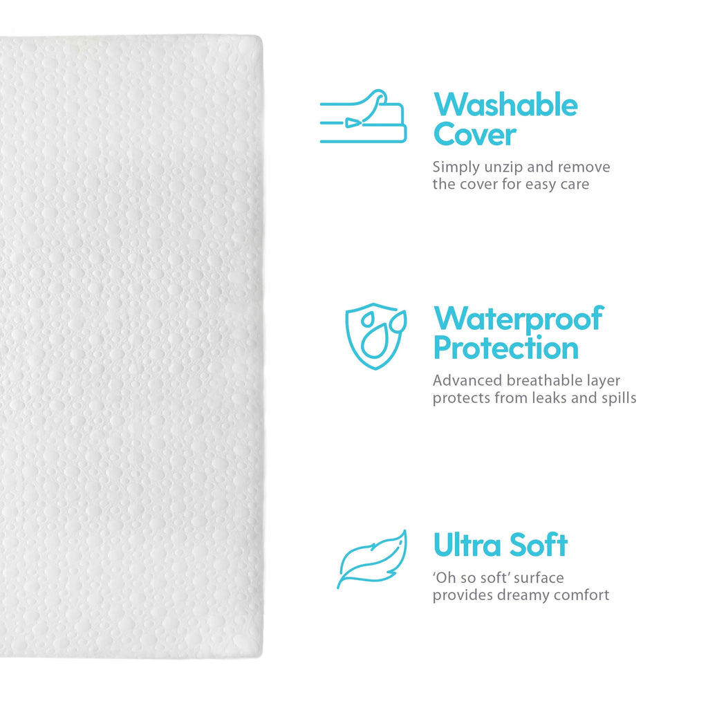 2 Ventilated Memory Foam Crib and Toddler Mattress Topper with Waterproof Cotton Cover O69591