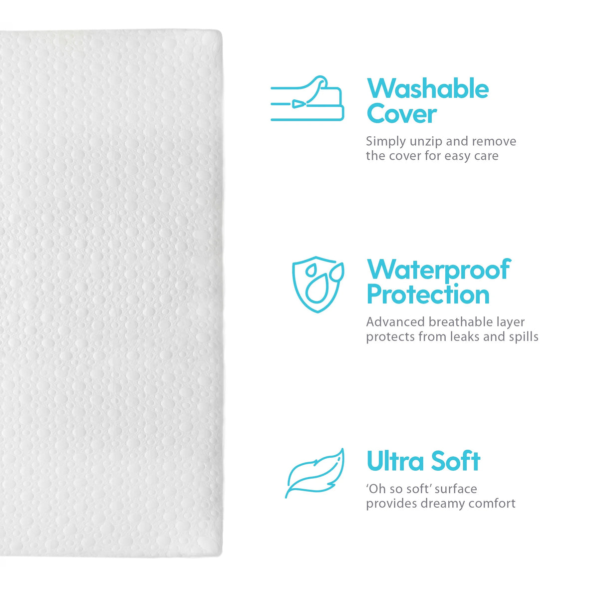 2 Ventilated Memory Foam Crib and Toddler Mattress Topper with Waterproof Cotton Cover O69591