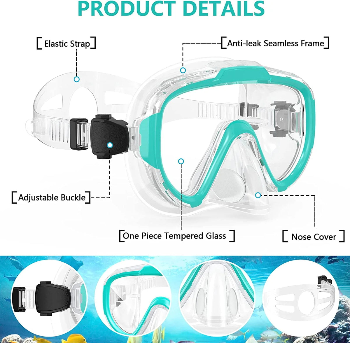 Adult Anti Fog Tempered Glass Swim Goggles with Nose Cover I85247