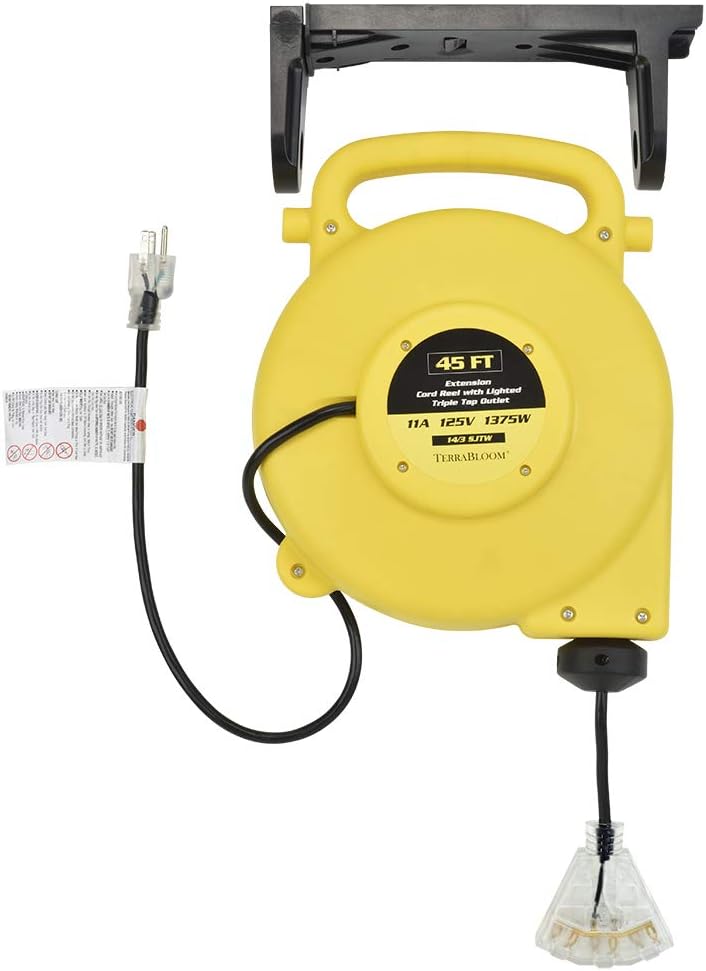 40 Ft 12/3 Retractable Extension Cord Reel with 3 Outlets U84655