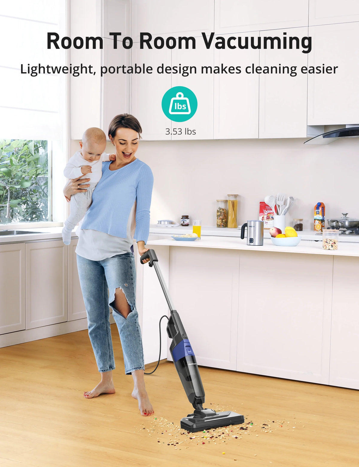 600W 20kPa Lightweight Corded Stick Vacuum with HEPA Filter C981