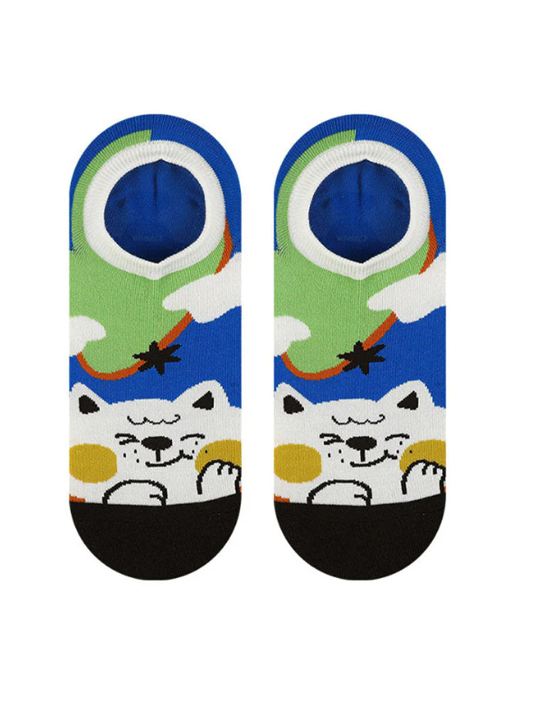 Cartoon Kitty Boat Socks Q7834