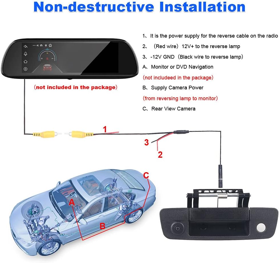 Black Waterproof Rear View Backup Camera Tailgate Handle O19762