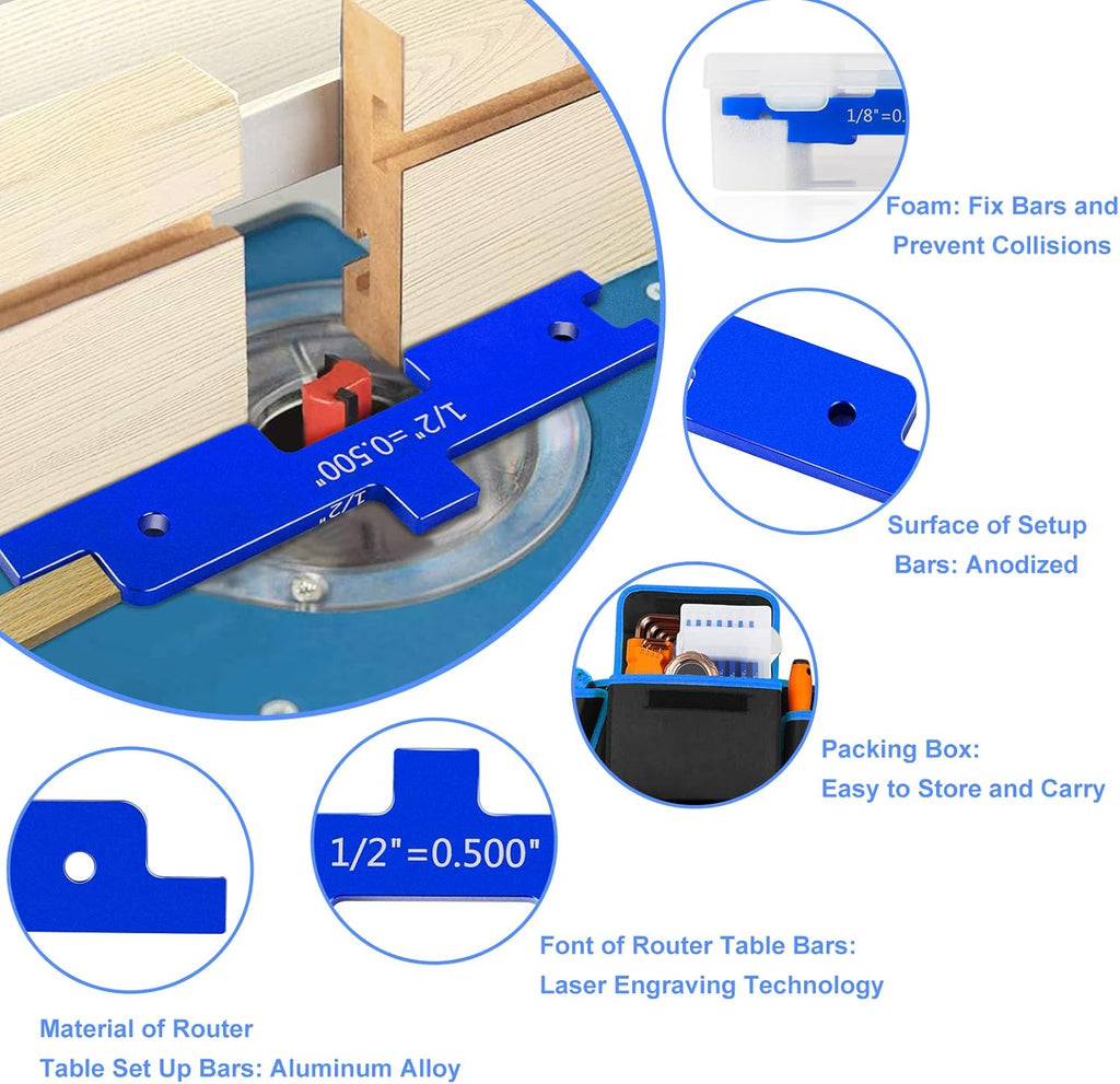 Aluminum Setup Blocks Router Table Set Up Bars Set of 7 T264117