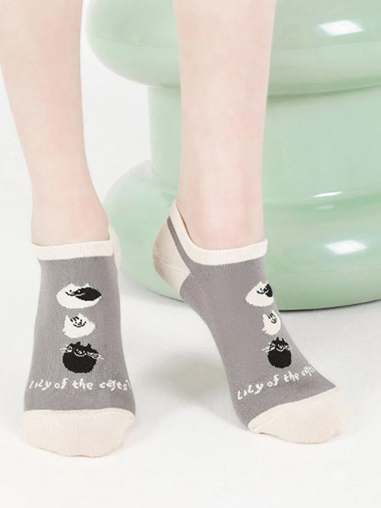 Cartoon Kitty Boat Socks Q7834