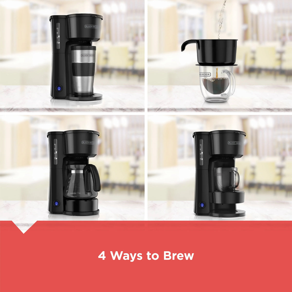 4-in-1 5-Cup Coffee Maker Stainless Steel Black V138439