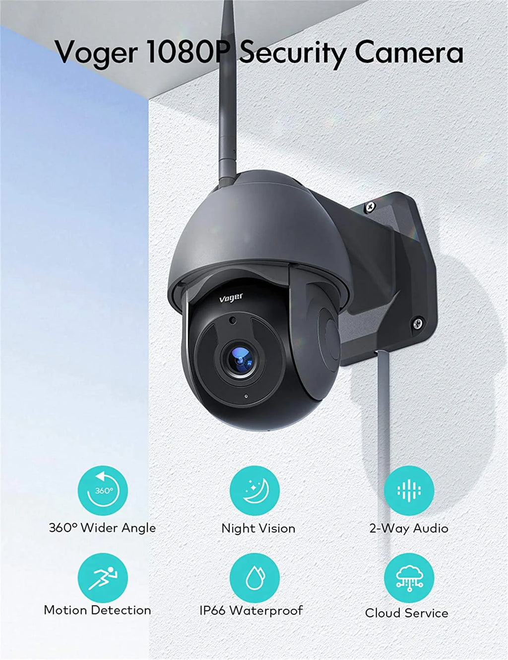 1080P IP66 Weatherproof Outdoor Security Camera U10937