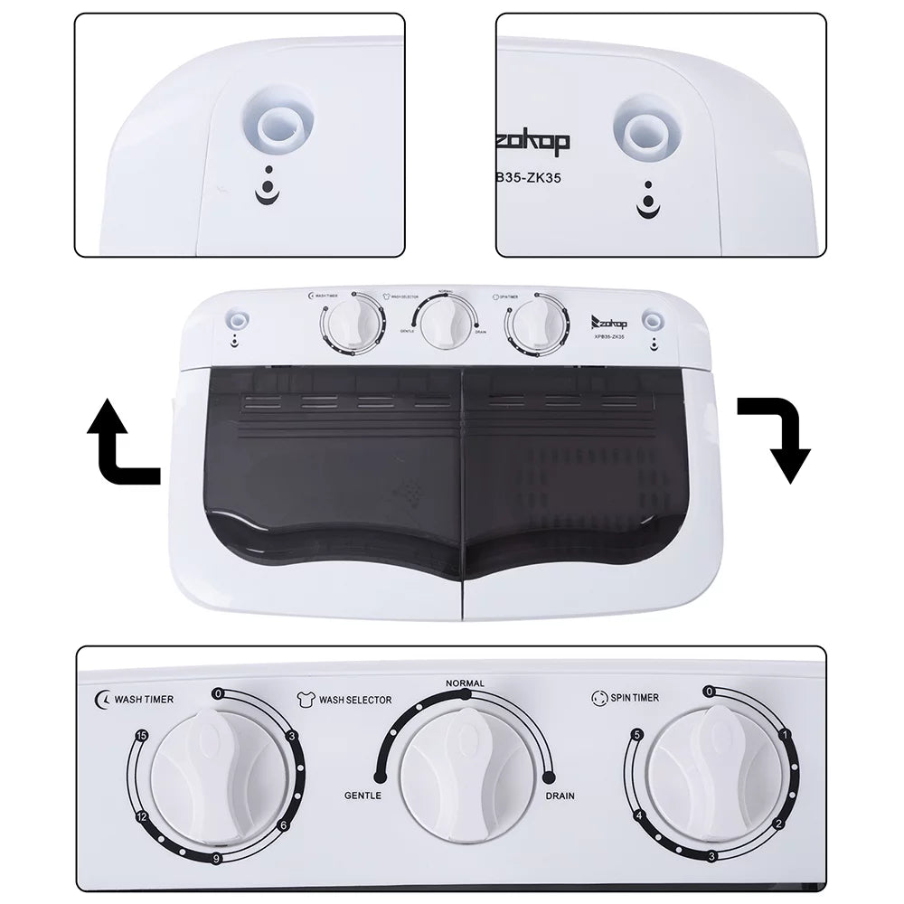 7.7lbs Semi-automatic Twin Tub Portable Washing Machine L8894