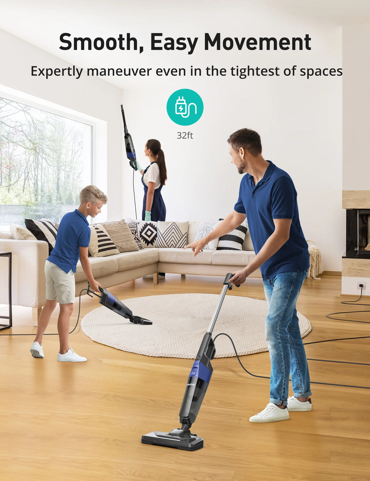 600W 20kPa Lightweight Corded Stick Vacuum with HEPA Filter C981