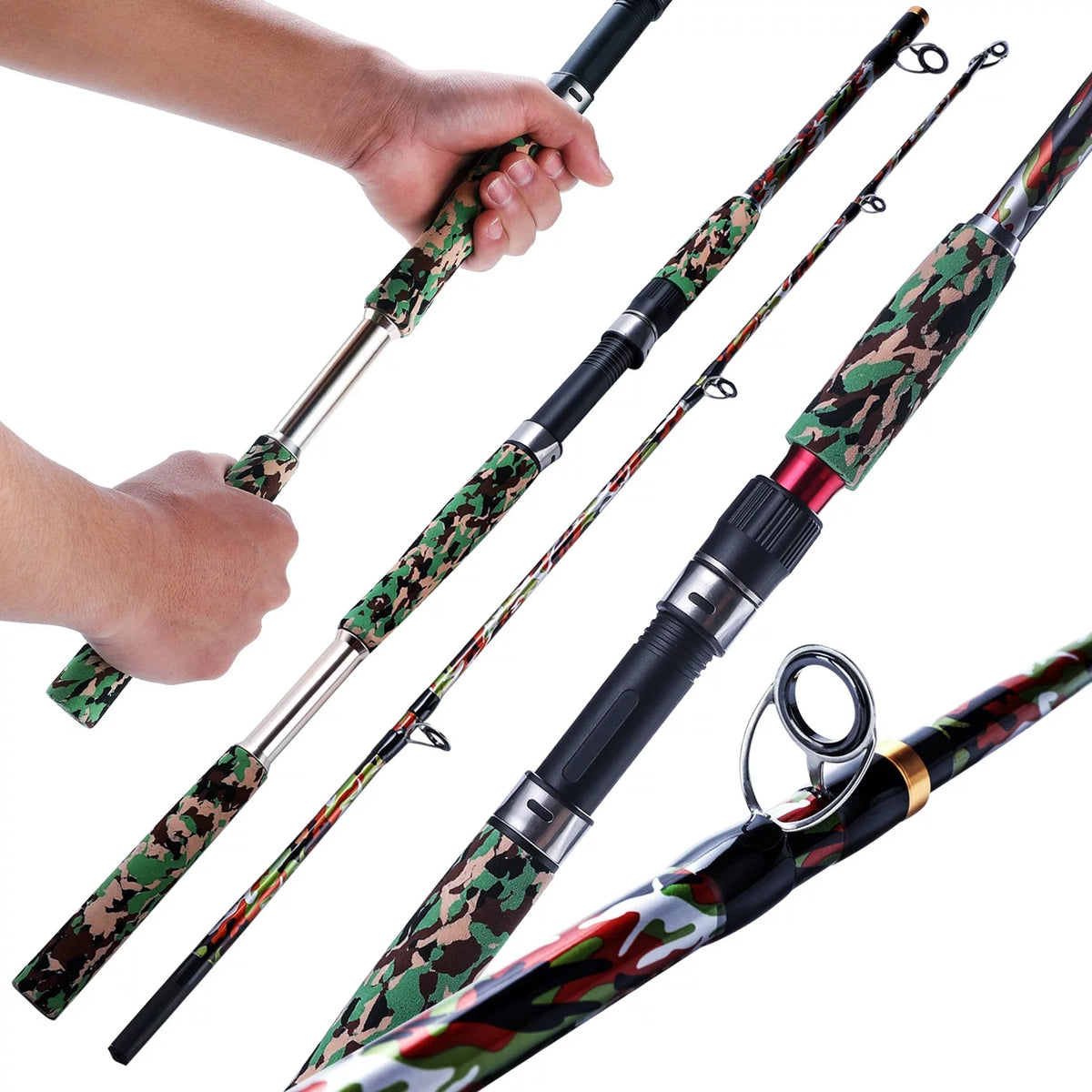2 Pieces Spinning Fishing Rod EVA Handle Ultralight Camouflage U51754