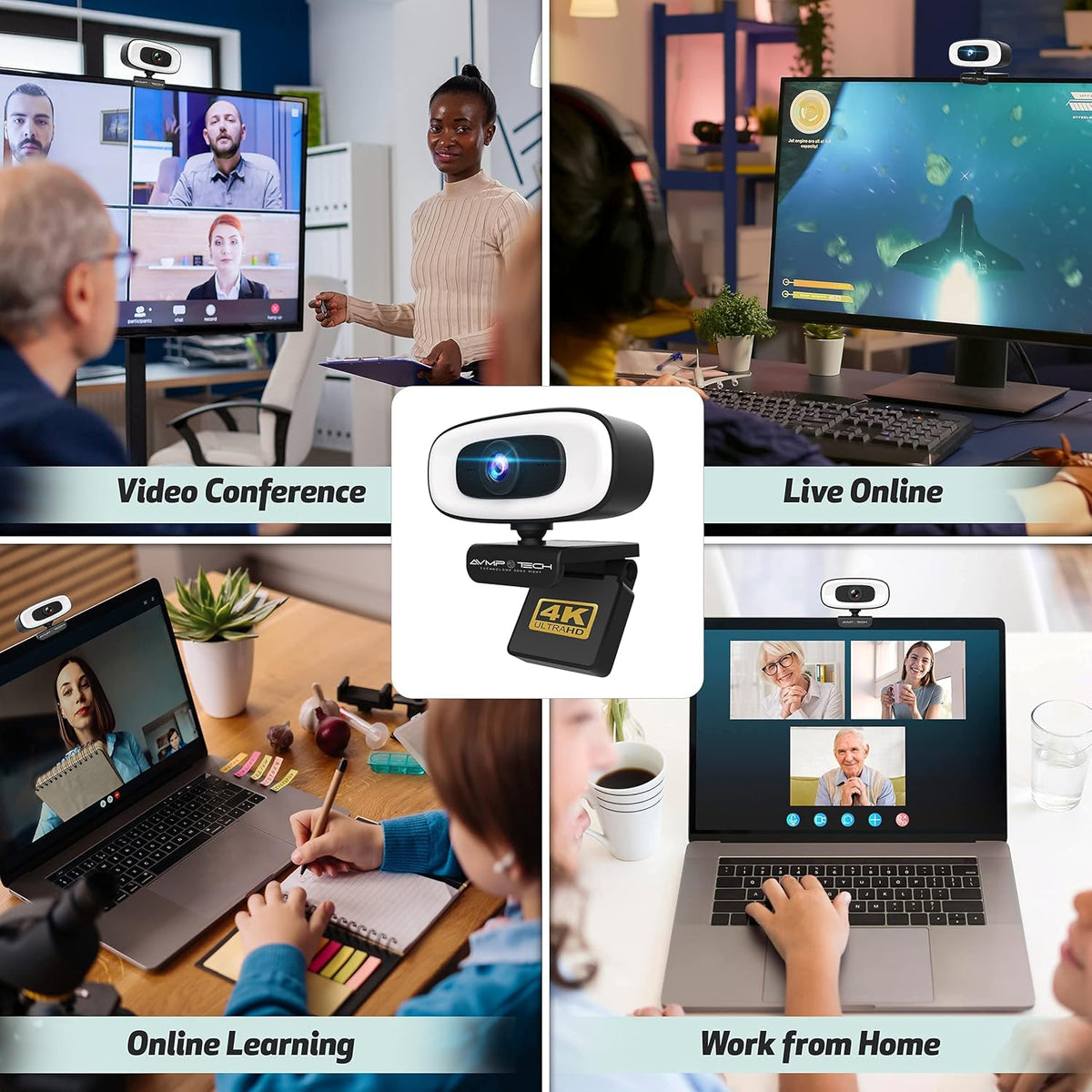 4K Ultra HD 8MP Autofocus USB Webcam with Microphone I524