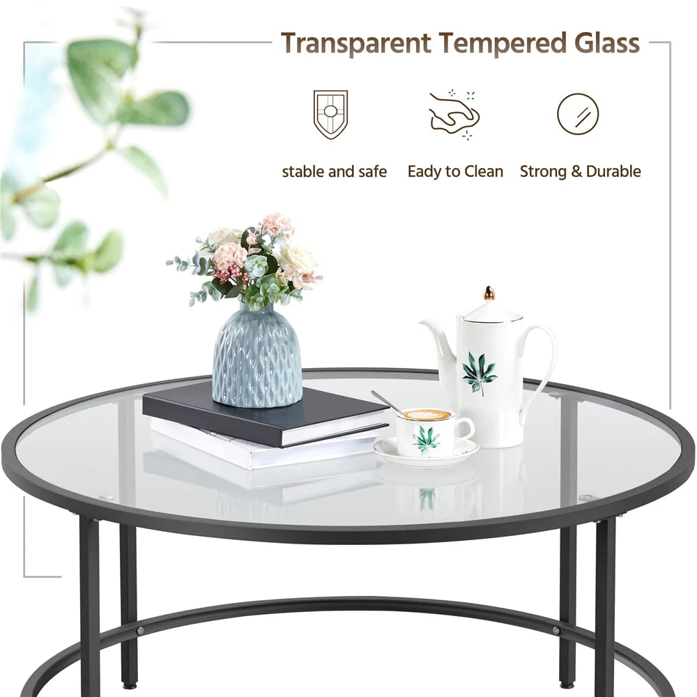 Round Glass-Top Coffee Table E82880