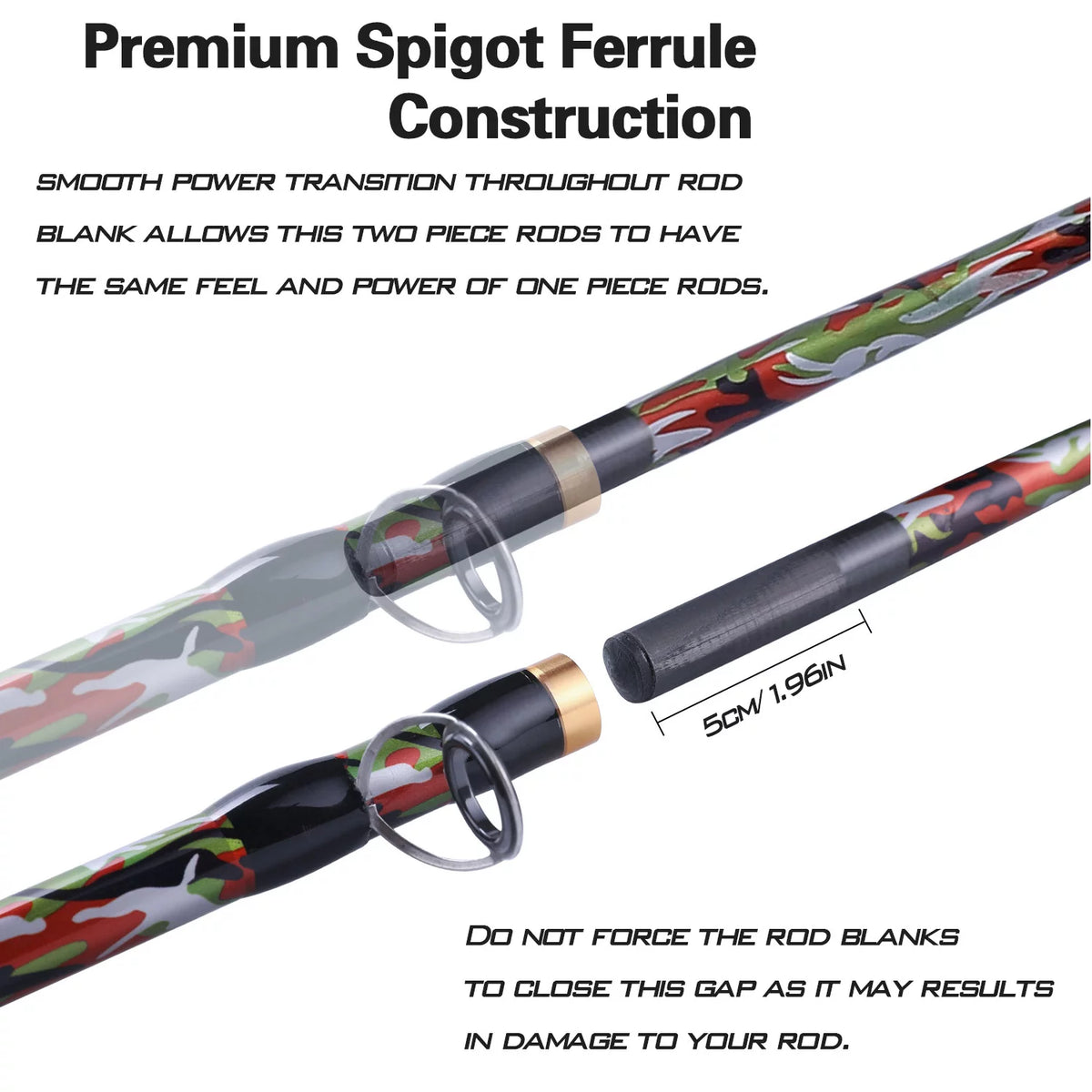 2 Pieces Spinning Fishing Rod EVA Handle Ultralight Camouflage U51754
