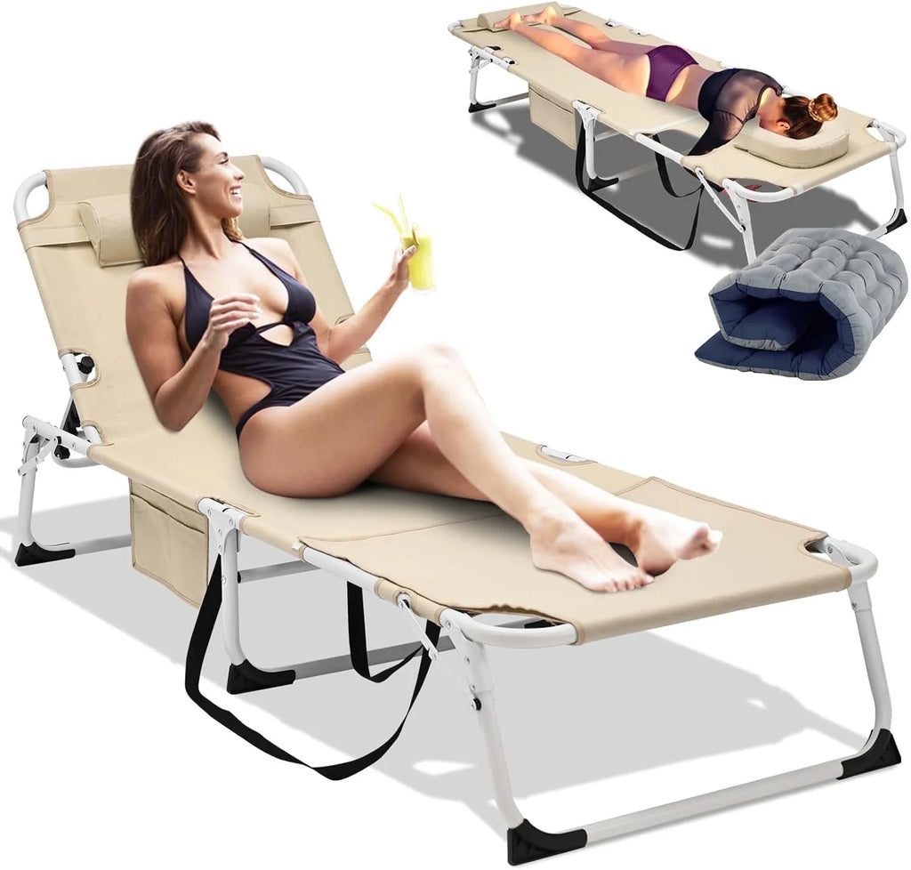 Portable Folding Camping Cot Bed with Mattress & Pillow L5783