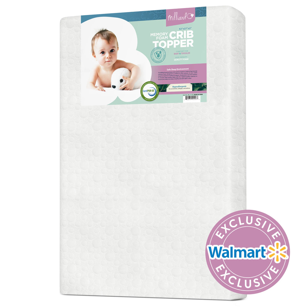 2 Ventilated Memory Foam Crib and Toddler Mattress Topper with Waterproof Cotton Cover O69591