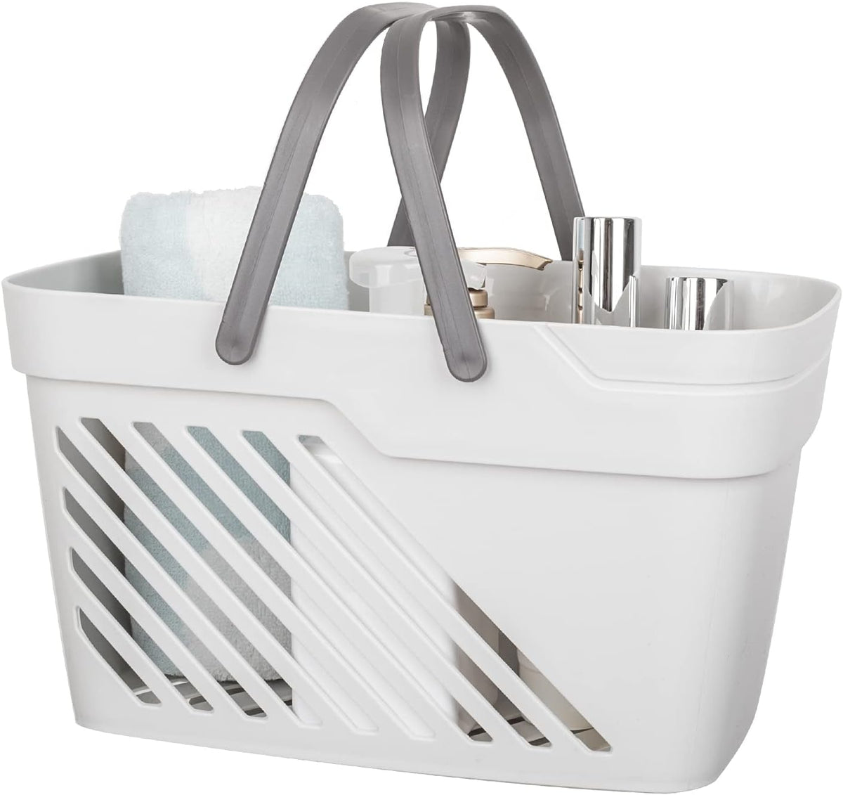 White Plastic Storage Baskets with Handles K9404
