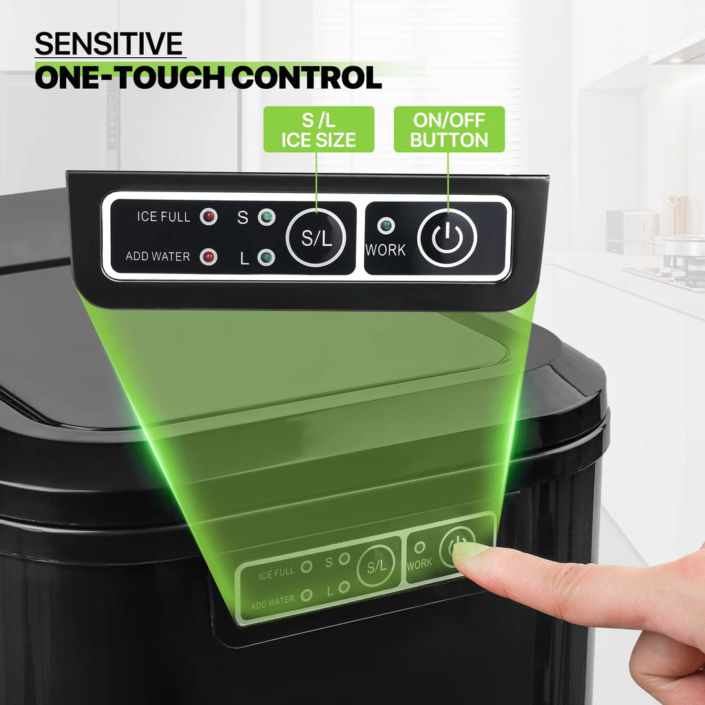 Black Countertop Ice Maker Machine with Ice Scoop and Basket W144