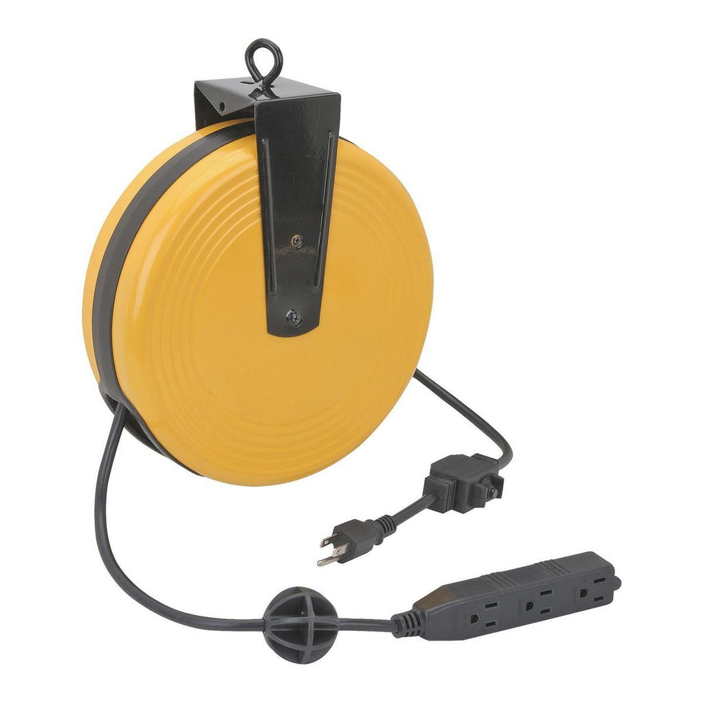 30 ft. Retractable Cord Reel with Triple Tap, Black W725297