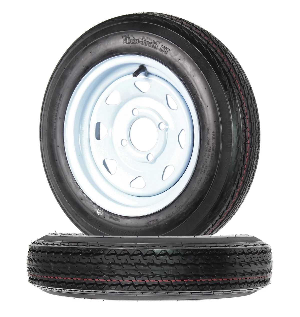 12" Trailer Tires On Rims 4 Lug White Spoke L635