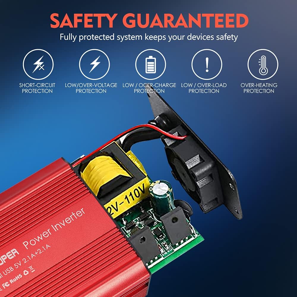 500W Power Inverter 12V DC to AC Dual USB G6739