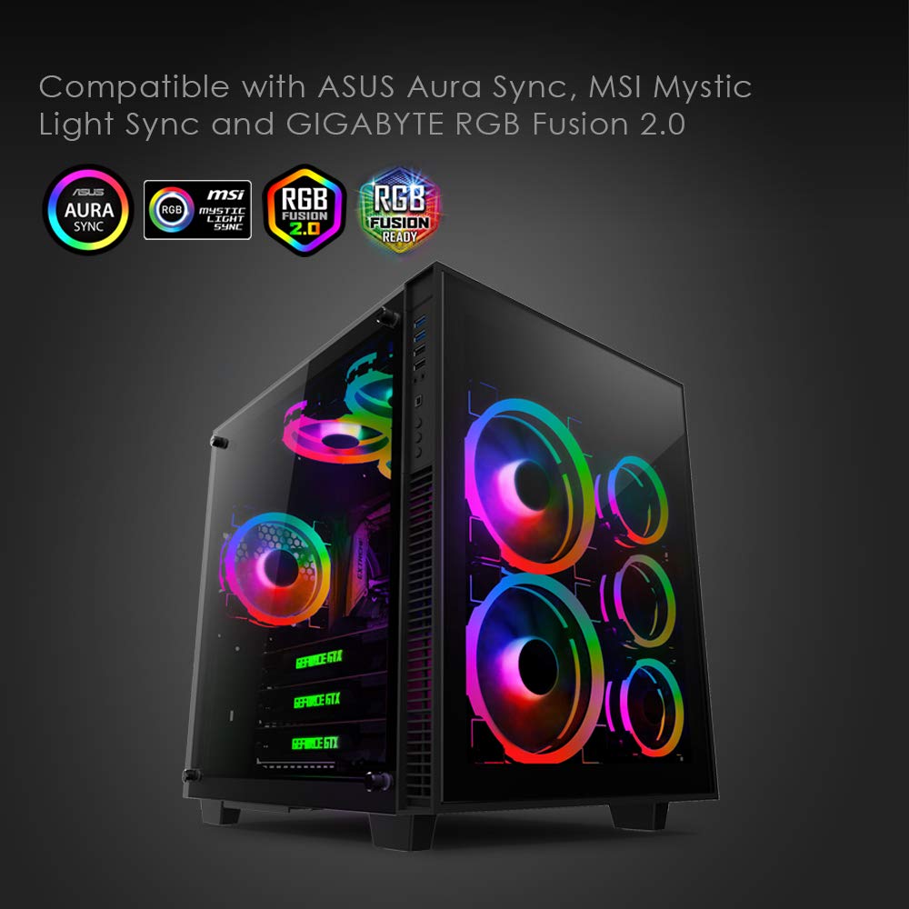 140mm 3pcs RGB PWM Dual Light Loop Fan V3189