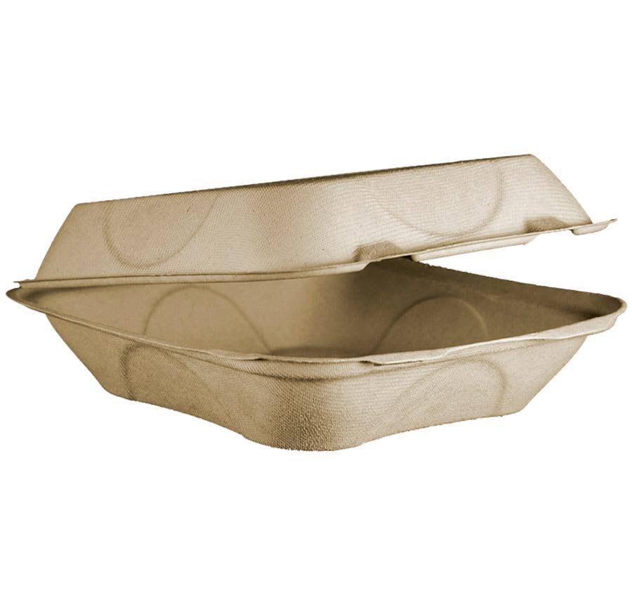 Fiber Hinged Containers 8 x 8 x 3 Natural 300/Carton T817