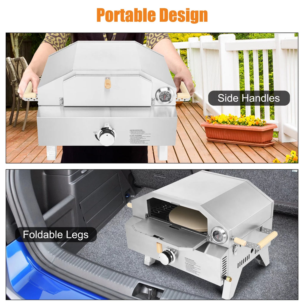 2-in-1 Portable Stainless Steel Pizza Oven and Propane Grill Y385