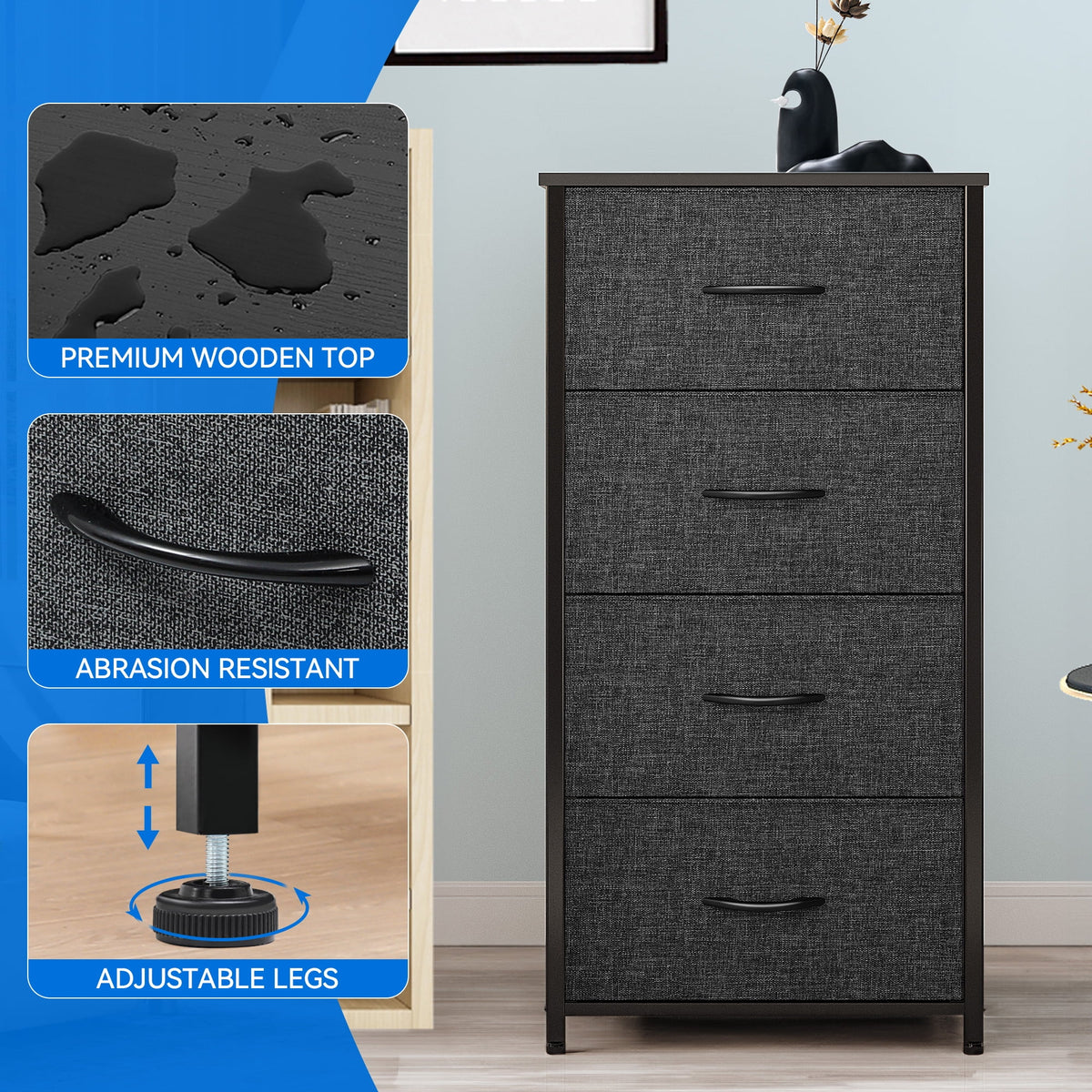 4 Drawer Fabric Dresser N179771