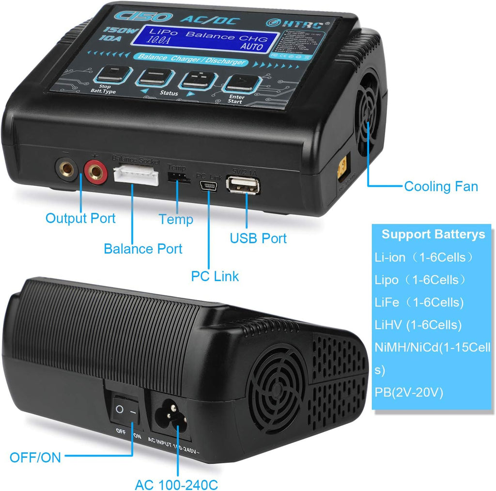 150W 10A 1-6S AC/DC LiPo Battery Balance Charger L544593