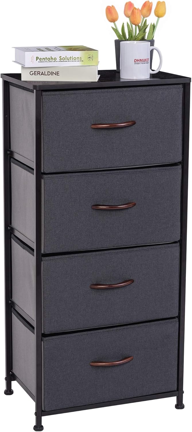 Brown 4 Drawer Vertical Dresser Storage Tower K7693