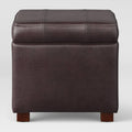 Brown Faux Leather Storage Ottoman Q7839