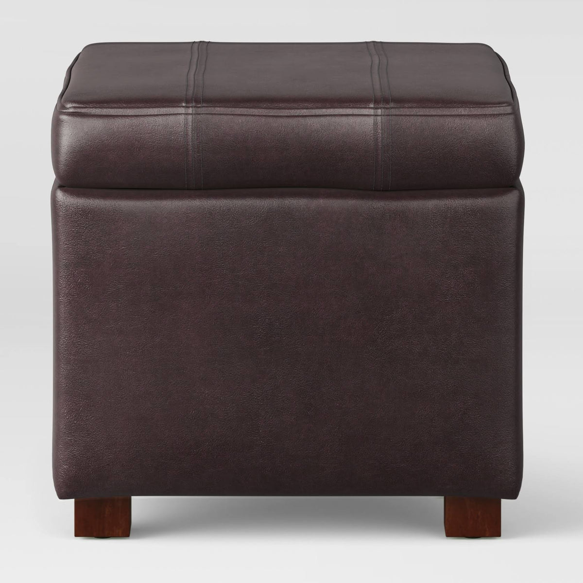 Brown Faux Leather Storage Ottoman Q7839