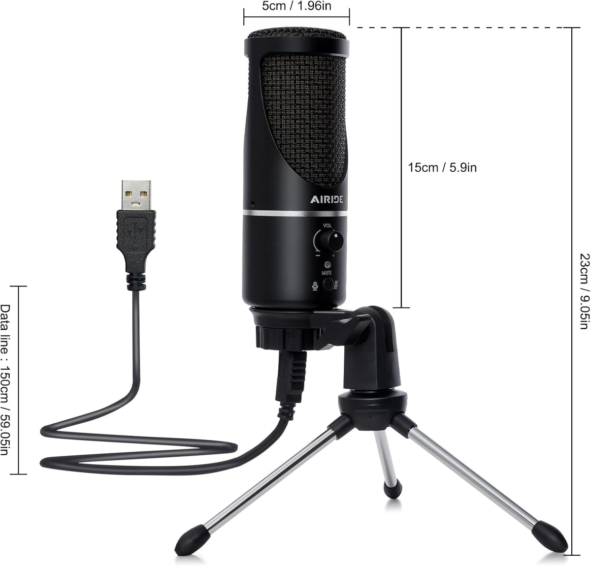 USB Condenser Microphone with Tripod Stand U36658