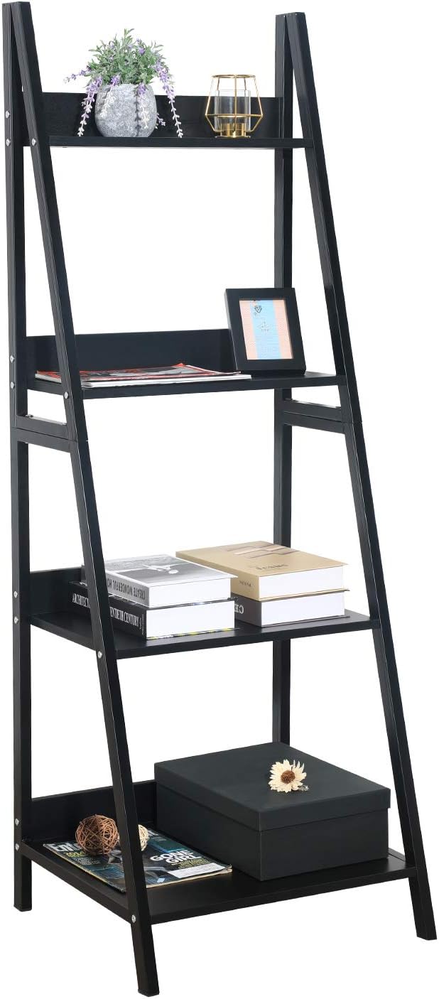 4 Tier Brown Ladder Shelf Bookshelf V8418