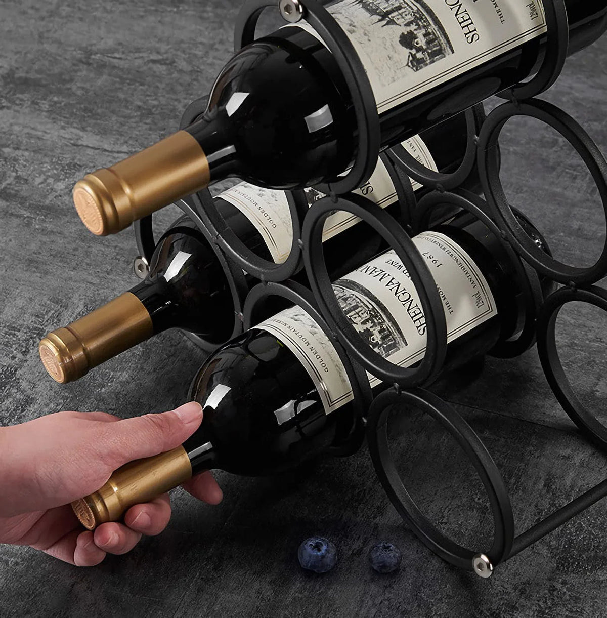 Black Metal Free Standing Wine Rack E54228