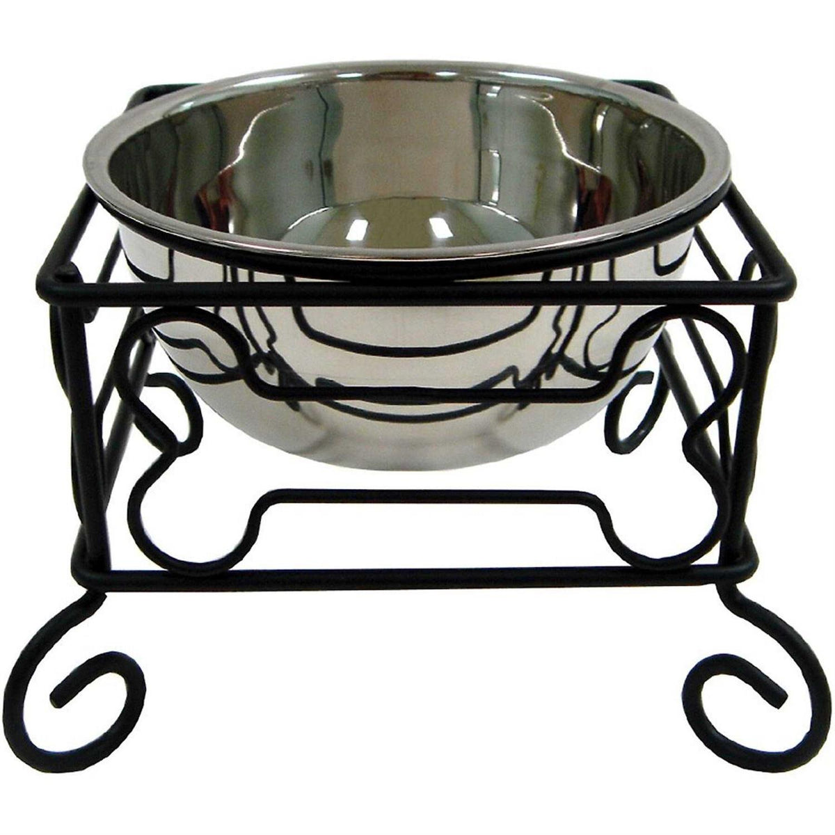 Wrought Iron Stand with Stainless Steel Feeder Bowl H22217