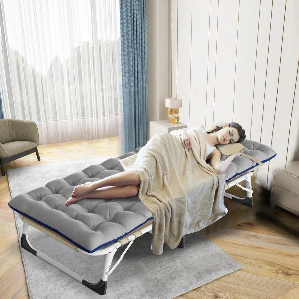 Portable Folding Camping Cot Bed with Mattress & Pillow L5783